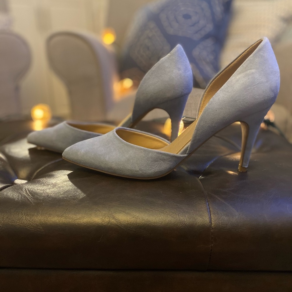 Chambray Suede-like Cutout Heels